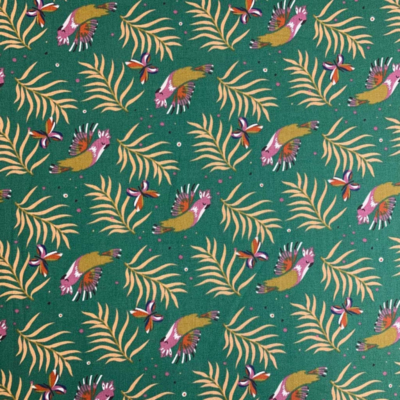 Printed Cotton CACATOES Fir / Tawny Multicolored